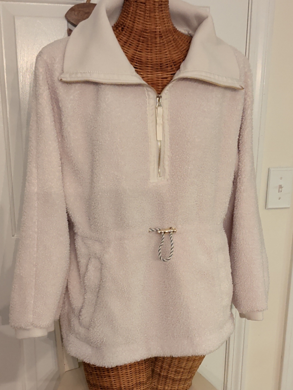 Bailey/44 Women's Cream Teddy Half-Zip Pullover XL